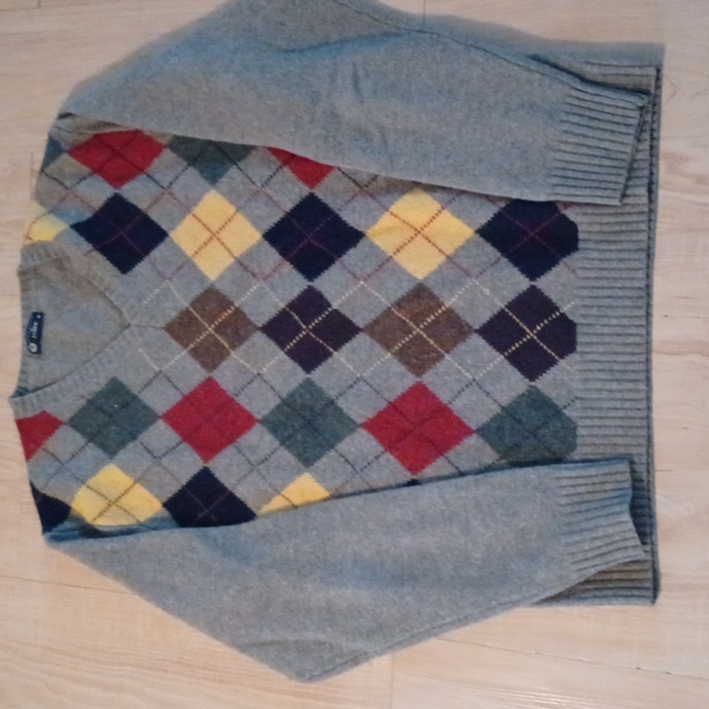 J. Crew 100% Premium Lambs Wool Argyle V-Neck Sweater Men’s M